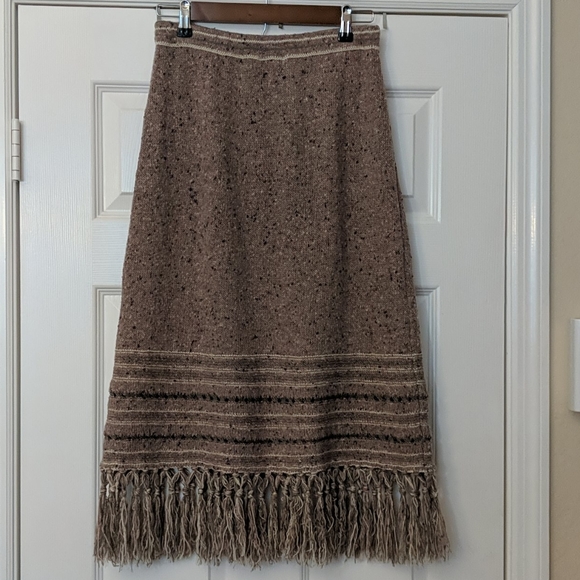 *Sold*ST. JOHN SPORT Cashmere Blend Fringe Midi Skirt - Picture 2 of 7